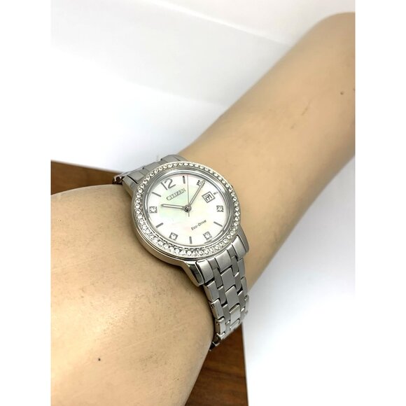 Citizen Womens Watch FE1180-65D Eco Drive Mother of Pearl Dial Silver Steel 29mm - Picture 6 of 15
